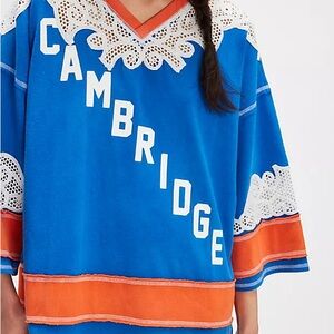 NWOT We The Free Stanley Y2K Viral Blue and Orange Lace Sport Jersey Top